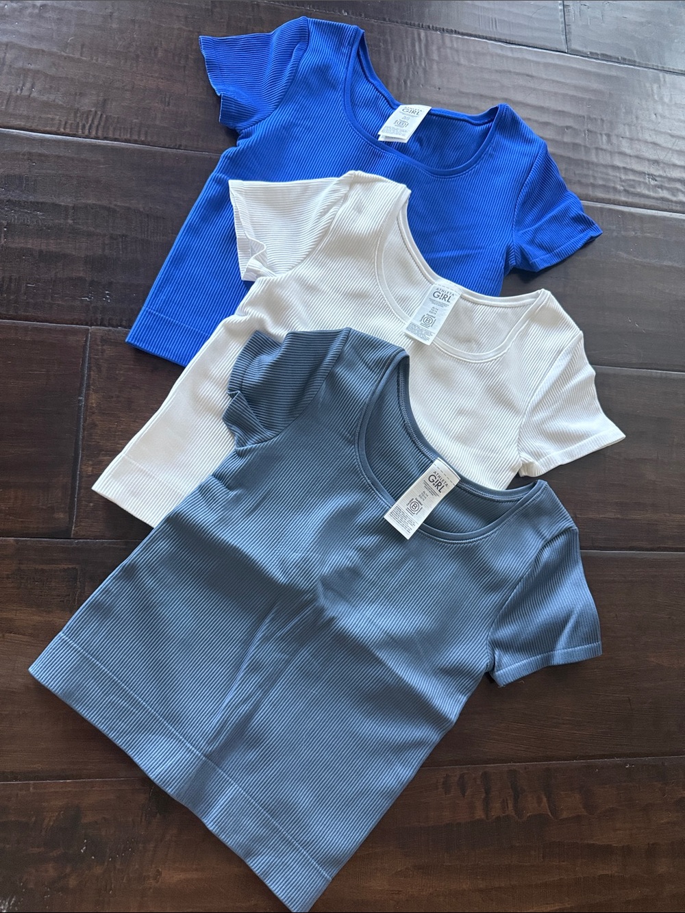 Athleta Girl ribbed rise above crop tee pack of 3 never worn size xl/14